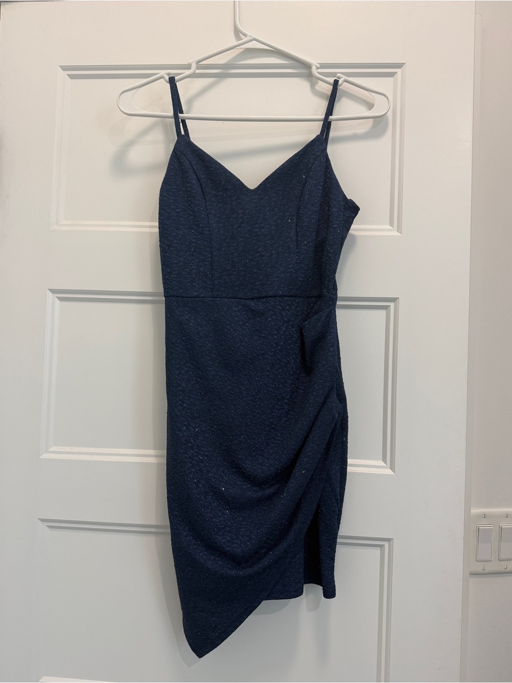 Navy Sparkle Spaghetti-Strap Mini Dress